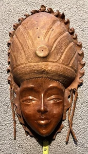 MOLDED LEATHER MASK HAITIAN - AFRICAN TRIBAL PRINCESS ~ PRETTY - Picture 1 of 3