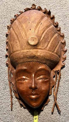MOLDED LEATHER MASK HAITIAN - AFRICAN TRIBAL PRINCESS ~ PRETTY - Image 1 of 3