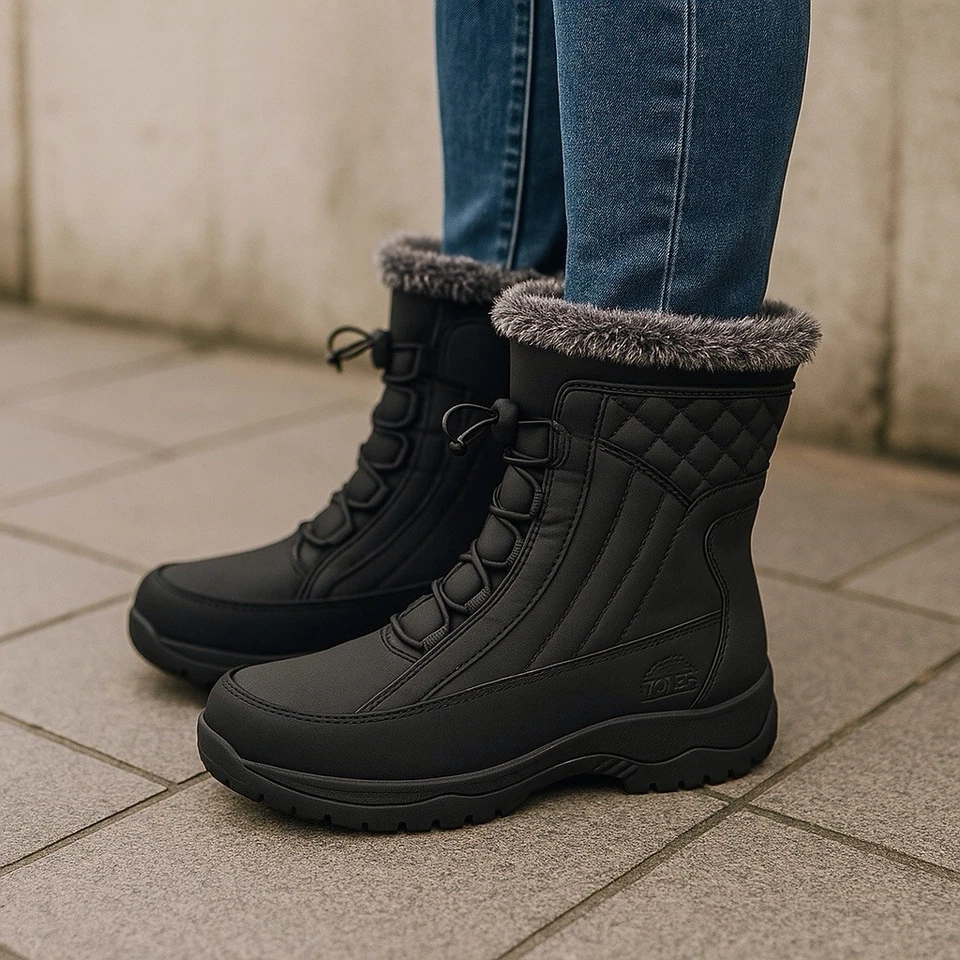 Botas Totes Eve para clima frío para mujer talla 9M forro de piel sintética cordón con cremallera Foto 1 de 4