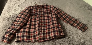 Field & Stream Jacket Mens Large Red Navy Plaid Sherpa Lined Flannel Shacket - Picture 1 of 11