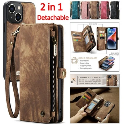 Magnetic zipper Leather Wallet flip back Case For iPhone 17 17 AIR Pro Max - Image 1 of 4