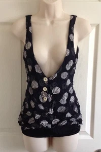 Vintage Annette Kellerman Bathing Suit, Mid Century One-Piece w/buttons, 36 Bust - Picture 1 of 24