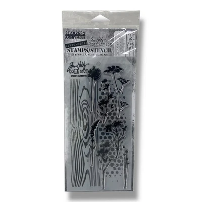 Juego de plantillas/estampillas Tim Holtz Stampers Anonymous árboles florales THMM159 NUEVO Foto 1 de 2