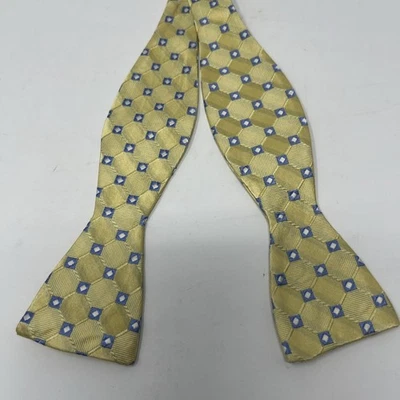 Jos A Bank Executive Collection 100% Silk Yellow Geometric Self Tie Bow Tie - Image 1 of 4