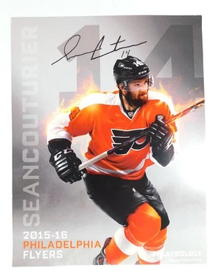 Tarjeta de puntuación firmada 2015-16 Philadelphia Flyers Sean Couturier #14 11" x 8 1/2" Foto 1 de 4
