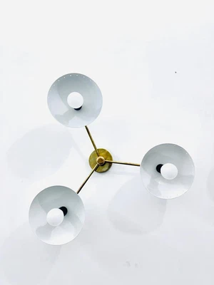 3 Light Shade Mid Century Brass Sputnik chandelier light Fixture Christmas Gift - Image 1 of 4