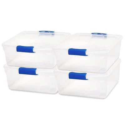 Homz 15.5 Qt Plastic Stackable Storage Container with Secure Lid, Clear (4 Pack) - Image 1 of 4
