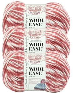 ( 3 Pack ) Lion Brand Yarn Wool Ease Fair Isle Yarn, Merlot/Charcoal,348 Yd/Each - Picture 1 of 6