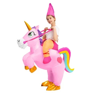 Halloween Einhorn Kostüm Kinder, aufblasbar Reiten auf einem Einhorn, bunte Luftblo... - Bild 1 von 7