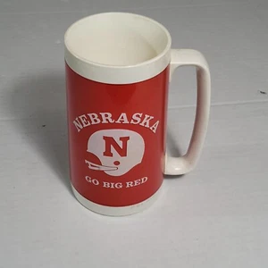Vintage Red Nebraska Cornhuskers Football Thermo Serv Mug Cup USA - Picture 1 of 3