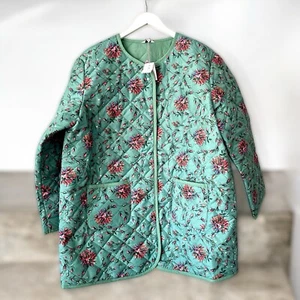 BNWT Cath Kidston Forever Quilted Jacket in Green Floral Print 14 Coats, Jackets - Picture 1 of 11
