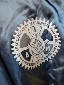 Vintage King Louie Satin Like Bomber Jacket Machinist Aerospace Workers Sz L USA - Picture 1 of 7