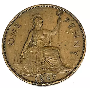 # C7644 GREAT BRITAIN COIN, LARGE PENNY 1947 - Picture 1 of 2