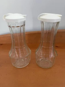 2 GOOD SEASONS VINTAGE GLASS OIL & VINEGAR CRUET FOR SALAD DRESSINGS RIBBED - Picture 1 of 9