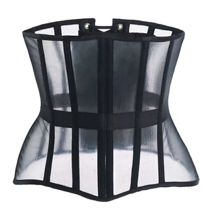Lace Corset Mesh Underbust Lingerie Steel Boned Black Size L 35'' - Picture 1 of 7