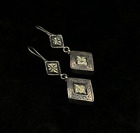 Vintage Turkmen Afghan Traditional Sterling Silver And Gold Plated Boho Earrings