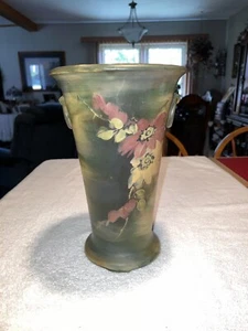 Jarrón de piso vintage Weller Copra 1915 soporte amapolas flores rojas amarillas - Imagen 1 de 11