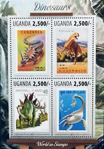 HOJA DE SELLOS DE DINOSAURIO UGANDA 2013 MNH ANIMALES PREHISTÓRICOS STEGOSAURUS ALLOSAURUS - Imagen 1 de 1