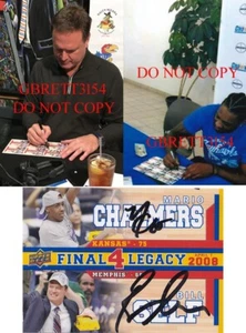 Bill Self, Mario Chalmers COMBO SIGNED UD CARD 2008 CHAMPS KANSAS JAYHAWKS KU - Picture 1 of 2