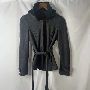 Leichte Damenjacke Guess grau durchgehender Reißverschluss Mantel zum Binden Hoodie - Bild 1 von 13