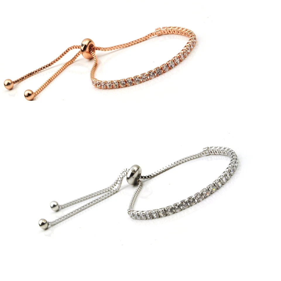 Impresionante brazalete de tenis de oro rosa de oro blanco con cristales de elemento Swarovski Foto 1 de 1