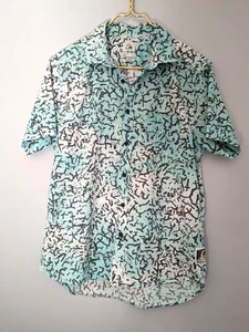 Quicksilver Short Sleeve Button Up Shirt Mens Small 90s Vintage Blue - Imagen 1 de 6