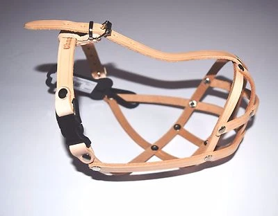 CHAMPION FOR L&J PETS UK Light leather Dog Muzzle for French Bulldog "Frenchies"