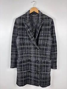Cappotto donna Diesel doppiopetto check lana cotone grigio nero taglia S - Foto 1 di 10