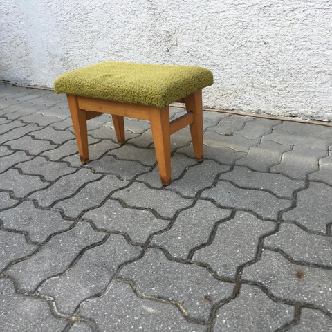Vintage Bench Stool Footstool Wood 70s Czechoslovakia Cover