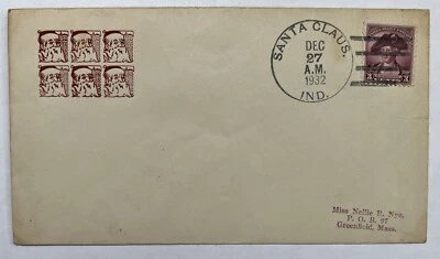 CUBIERTA INDIANA DE SANTA CLAUS 1932 A MASSACHUSETTS CON CACHÉ SUPERIOR IZQUIERDO DE SANTA Foto 1 de 4