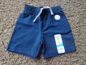 JUMPING BEANS boy's sz 18 months NWT cotton navy blue shorts w/white baseball - Picture 1 of 4