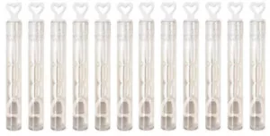 12 x MINI Bubble Tubes Wands White Wedding Heart Tops Filled Bubbles Table Gifts - Picture 1 of 1