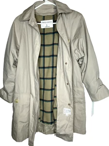 VTG London Fog Trench Coat Women 8 Reg Plaid Lined Limited Edition Beige Retro - Picture 1 of 10