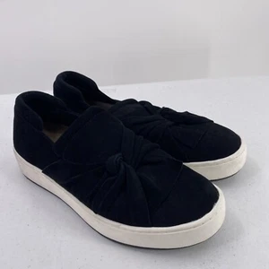 Donald J Pliner Celest Women Sneakers 7.5 M Black Suede Bow Slip-On Shoes - Picture 1 of 15