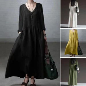 Plus Size Womens Baggy Kaftan Shirt Dress Ladies Casual Tunic Loose Max New - Picture 1 of 22