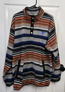 COWBOY HARDWARE MEN'S 1/4 SNAP SERAPE STRIPE FLEECE CADET PULLOVER XL - Picture 1 of 4