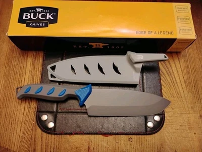 Juego de cuchillos Buck gancho cuchillo cuchilla 6" recubierto de titanio S.S. hoja funda 150 Foto 1 de 2