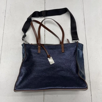 Caterina Lucchi Tote Bag Womens Navy Blue Leather Crossbody Zip Made in Italy - Image 1 of 4