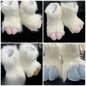 Furry Foot Shoes Fursuit Cosplay Animal Beast Foot Multicolor Furred Costume - Picture 1 of 19