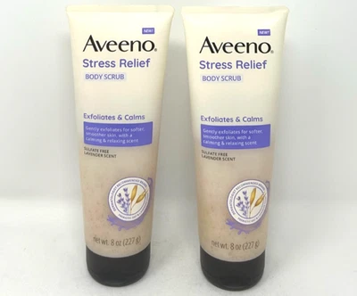 AVEENO Stress Relief Lavender Body Scrub, 8 oz, (2 PACK) - Image 1 of 2