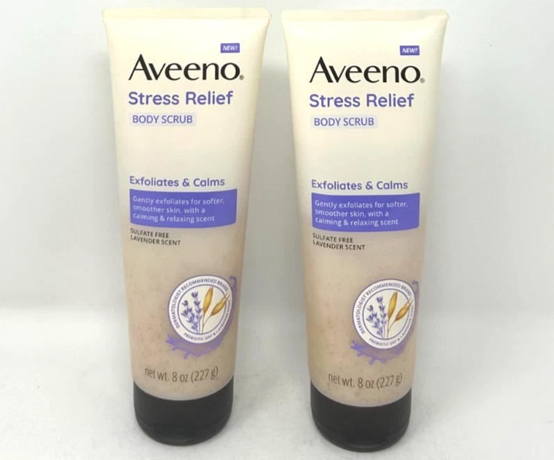 AVEENO Stress Relief Lavender Body Scrub, 8 oz, (2 PACK) - Image 1 of 2