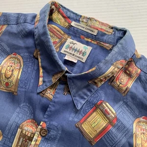 Reyn Spooner XXL Blue Juke Box Egyptian Cotton Button Shirt Mens Hawaiian Faded - Picture 1 of 14