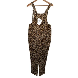 Salopette donna Lucy & Yak taglia UK 8 marrone stampa leopardata casual cotone velluto a coste - Foto 1 di 12