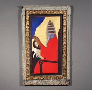 Vintage Framed Oil on Panel Painting of St Francis with Cat by Paul Bruylant - Picture 1 of 17