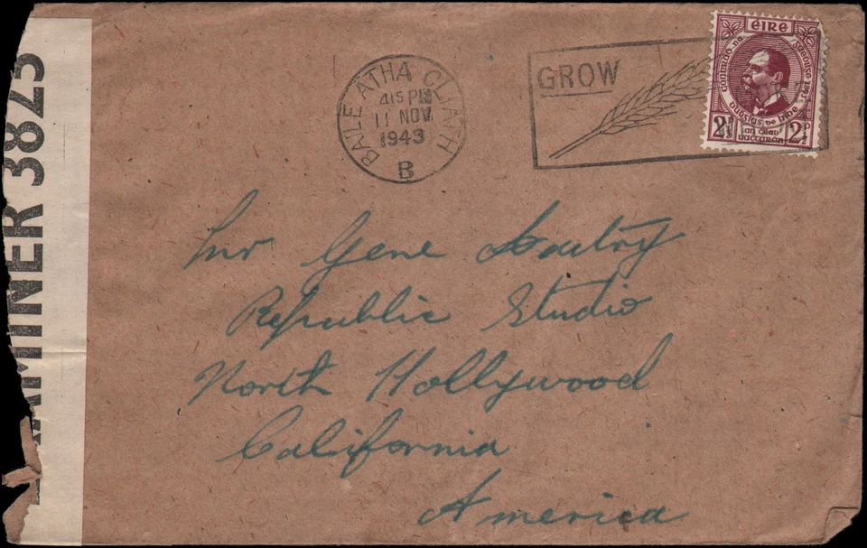 Baile Atha Cliath (Dublín) al actor Gene Autry, Hollywood CA, 1943, censurado Foto 1 de 1