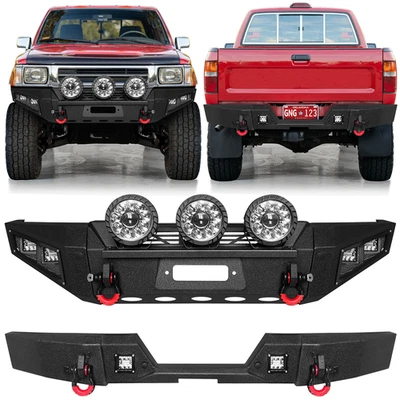 Vijay Black Steel Front/Rear Bumper For 1989-1995 Toyota Pickup W/Round Lights Foto 1 de 4
