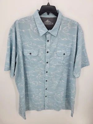 Croft and Barrow Shirt Mens XXLT Blue Fishing Print Performance Quick Dry Casual - Image 1 of 4