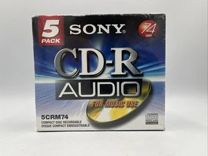 Sony Recordable CD-R Audio For Music 5-Pack Compact Discs 74 Min 5CRM74 NEW - Picture 1 of 4