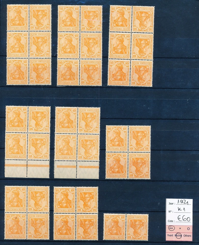 XE56457 Germany 1921 Reich Germania inverted blocks lot MNH cv 60 EUR - Image 1 of 1