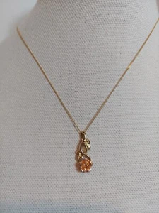 10K  Black Hills Gold Rose pendant and Chain 18" - Picture 1 of 6